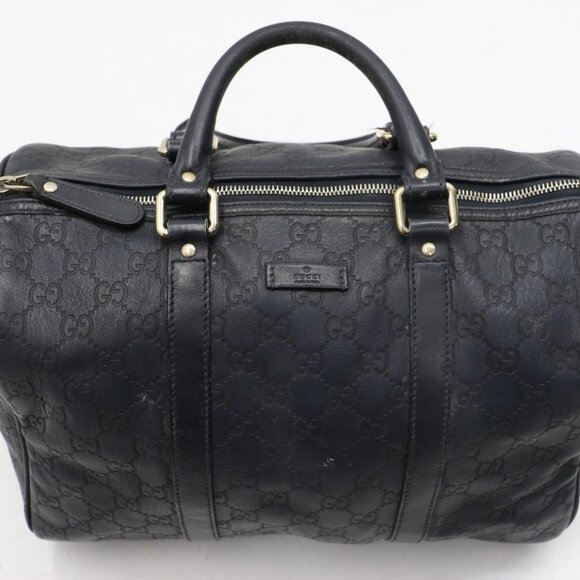GUCCI Boston GG Guccissima Navy Leather Handbag - Picture 1 of 15